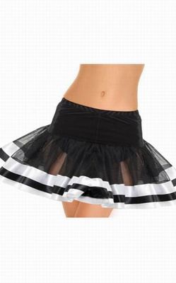 Black And White Satin Trimmed Petticoat